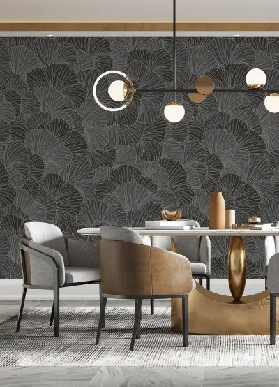 Petals Wall Mural - Charcoal