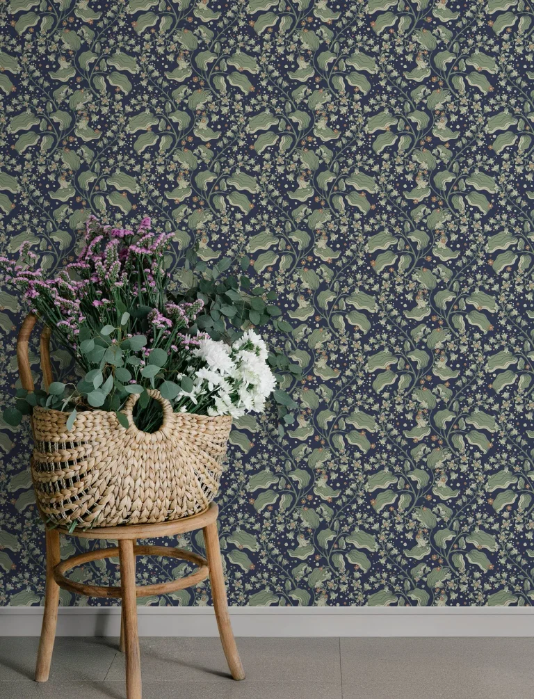 Syren Dainty Floral Wallpaper - Navy — Ảnh 3