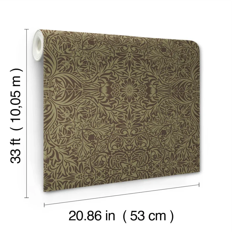 Ceiling Intricate Floral Wallpaper - Brown — Ảnh 4