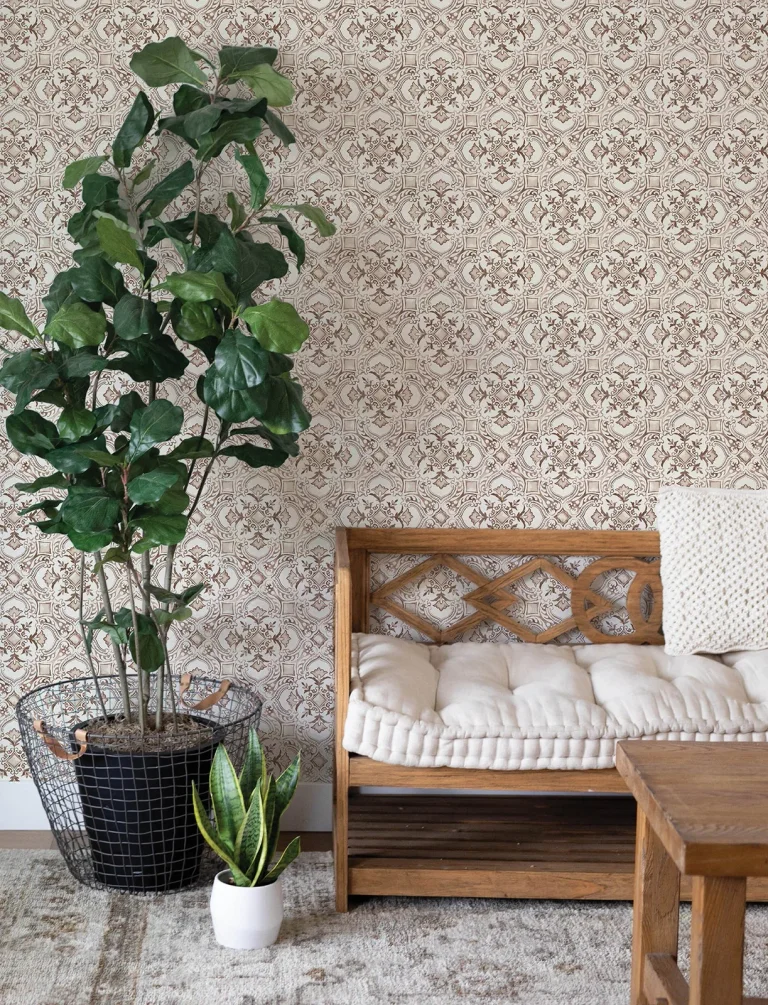 Chesapeake Marjoram Floral Tile Wallpaper - Light Grey — Ảnh 7
