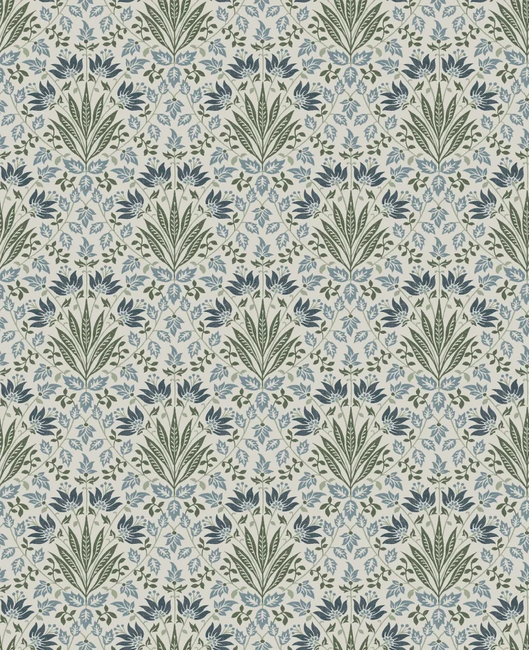 Chris Loves Julia Woodbury Floral Damask Wallpaper - Blue — Ảnh 5