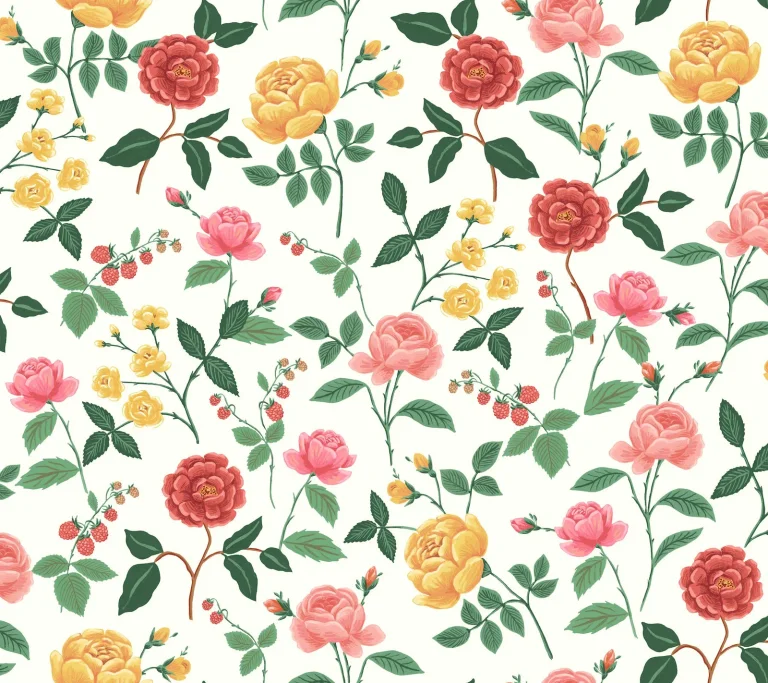 Rifle Paper Co. Roses Wallpaper - White & Blush — Ảnh 5
