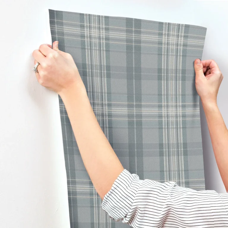 Chesapeake Austin Plaid Wallpaper - Slate and Grey — Image 4