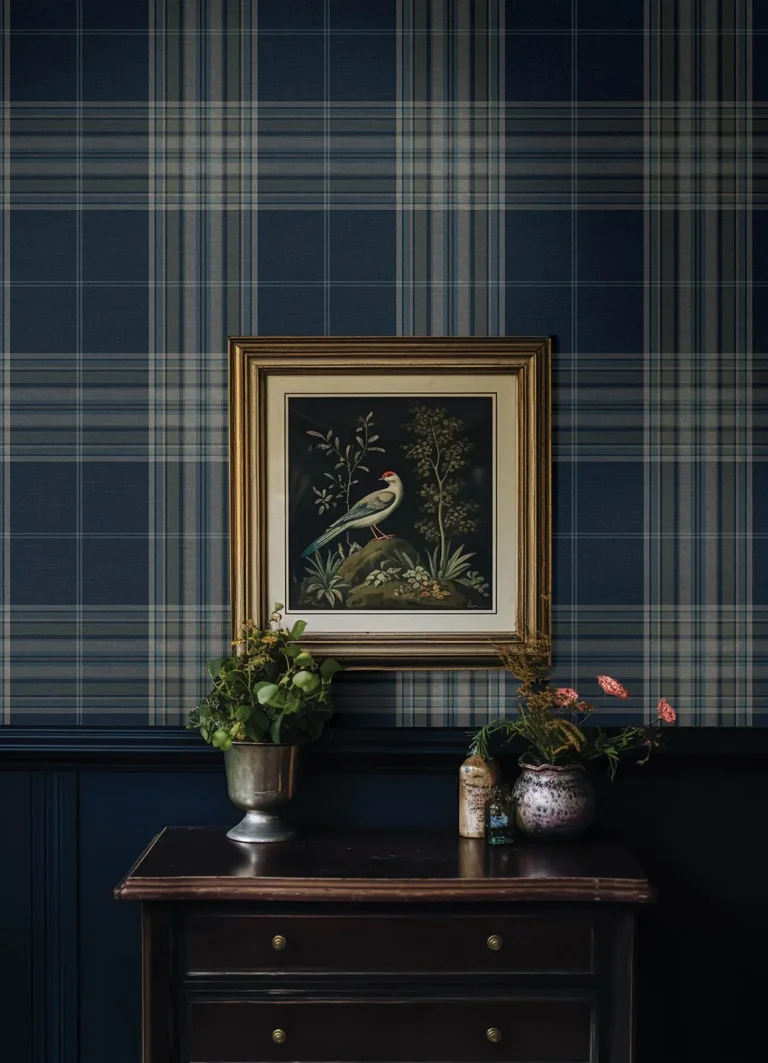 Westley Plaid Wallpaper - Navy — Ảnh 5