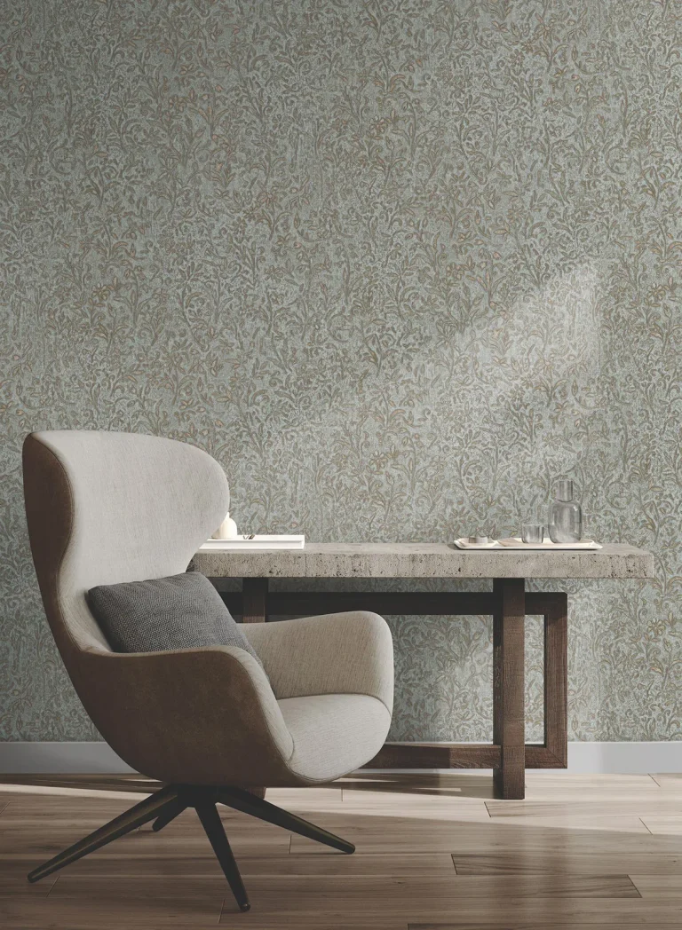 Sculpted Floral Relief Wallpaper - Gold — Ảnh 2