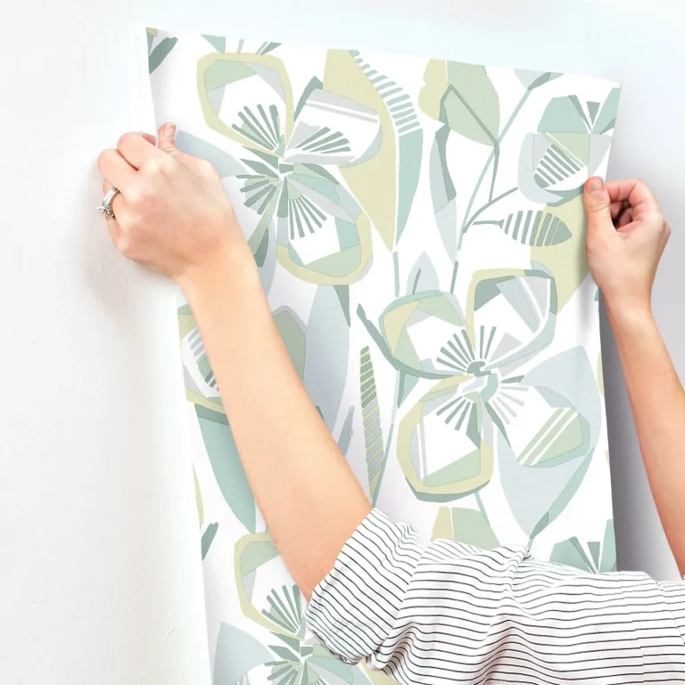 Nathalie Abstract Blooms Wallpaper - Light Green — Ảnh 3