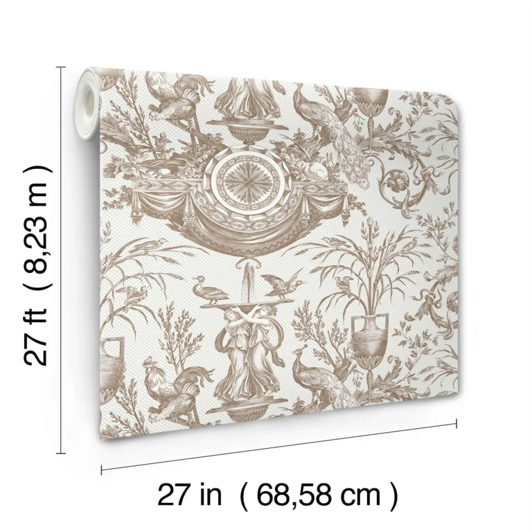 Avian Fountain Toile Wallpaper - Mink — Ảnh 3