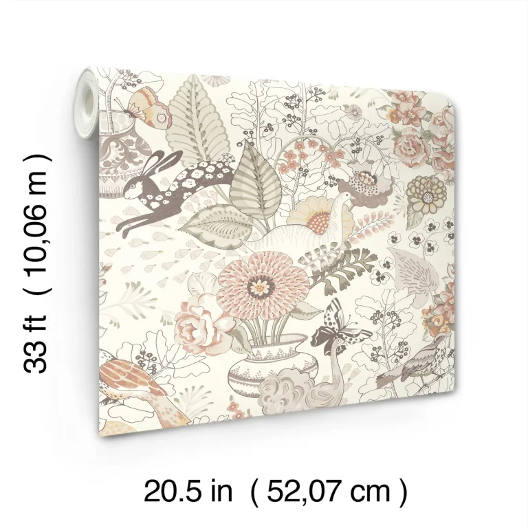 Whimsy Fauna Wallpaper - Coral — Ảnh 3