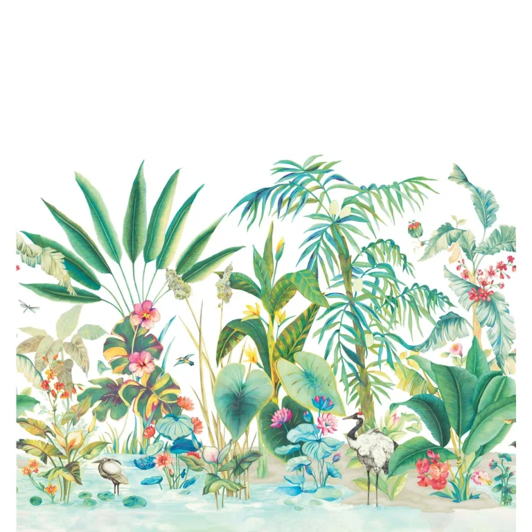 Tropical Panoramic Wall Mural - White — Ảnh 3