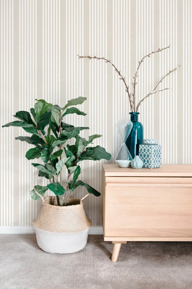 French Linen Stripe Wallpaper - Soft Linen — Ảnh 3