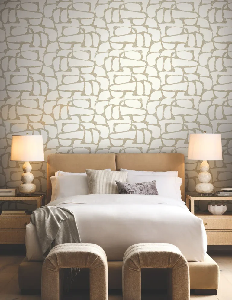 Candice Olson Craftsman Geometric Wallpaper - White & Gold — Ảnh 2