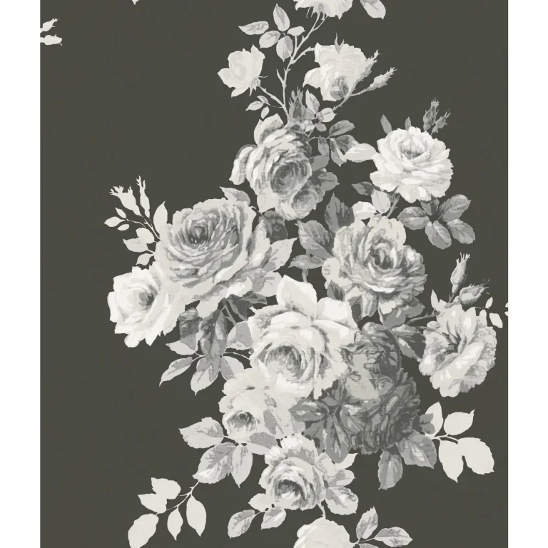 Magnolia Home Tea Rose Wallpaper - Black/White On Black — Image 3