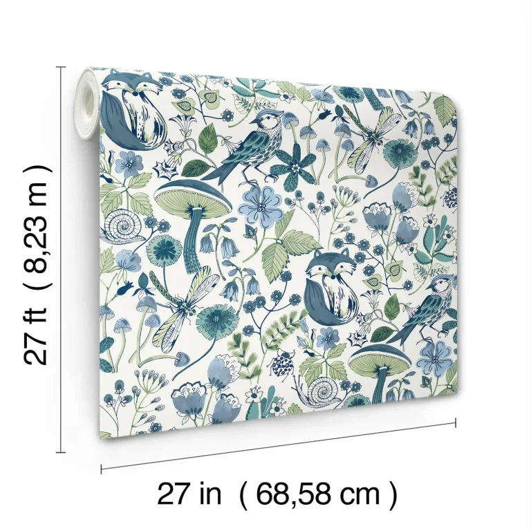 Wonder Woodland Animals Wallpaper - Blue Green — Image 7