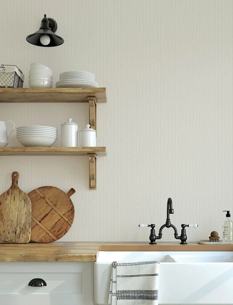 Chesapeake Curtis Embellished Stripe Wallpaper - Khaki — Ảnh 4