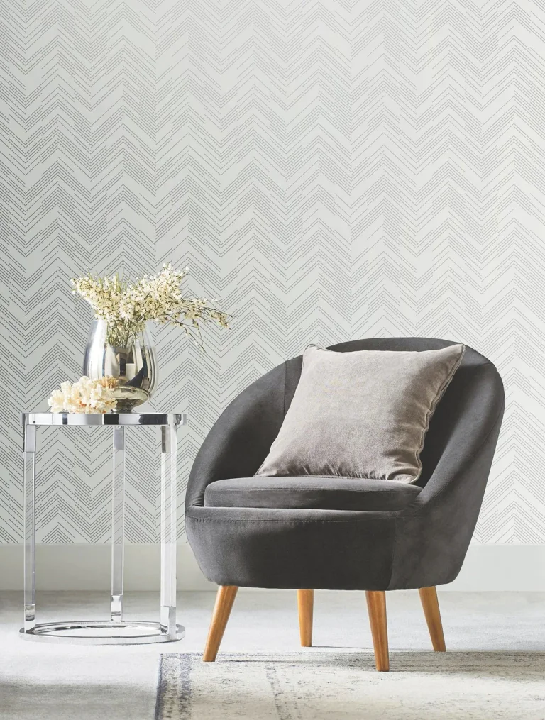 Polished Chevron Wallpaper - White/Silver — Ảnh 3