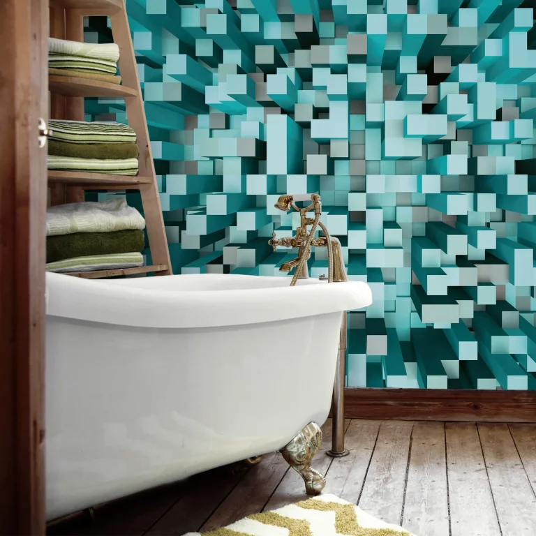 3D Squares Blue - Wall Mural 5001 - 4 Panel - 192cm x 260cm — Ảnh 2