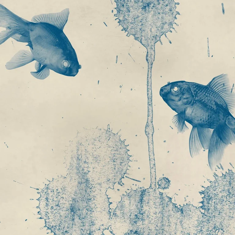 Blue Fish - Wall Mural 5444 - 4 Panel - 192cm x 260cm — Ảnh 3