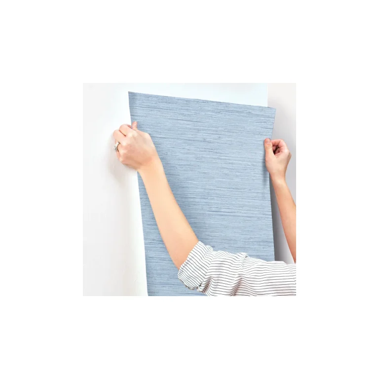 Horizontal Grasscloth Wallpaper - Water Blue — Ảnh 7
