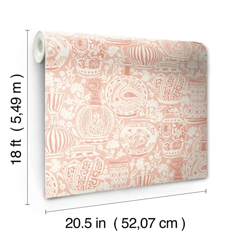 Delft Pottery Peel and Stick Wallpaper - Peach — Ảnh 3