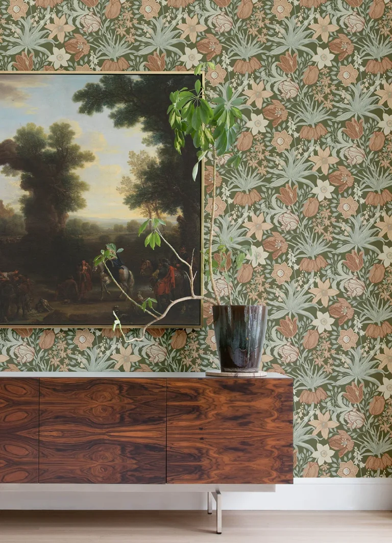 Cecilia Tulip and Daffodil Wallpaper - Moss — Ảnh 3