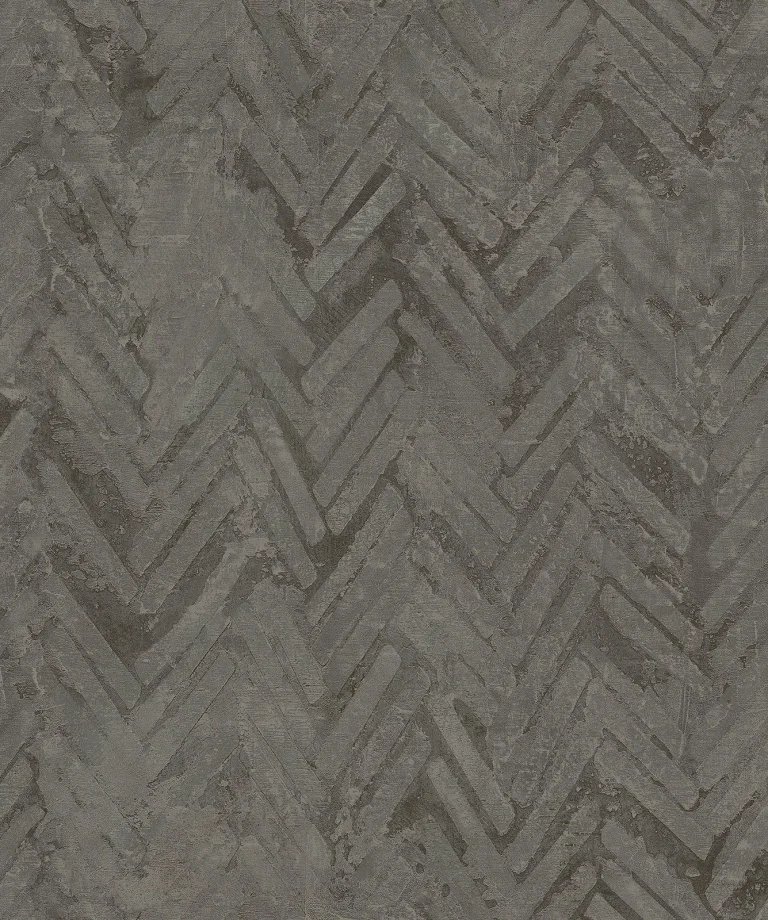Amesemi Distressed Herringbone Wallpaper - Dark Grey — Ảnh 2