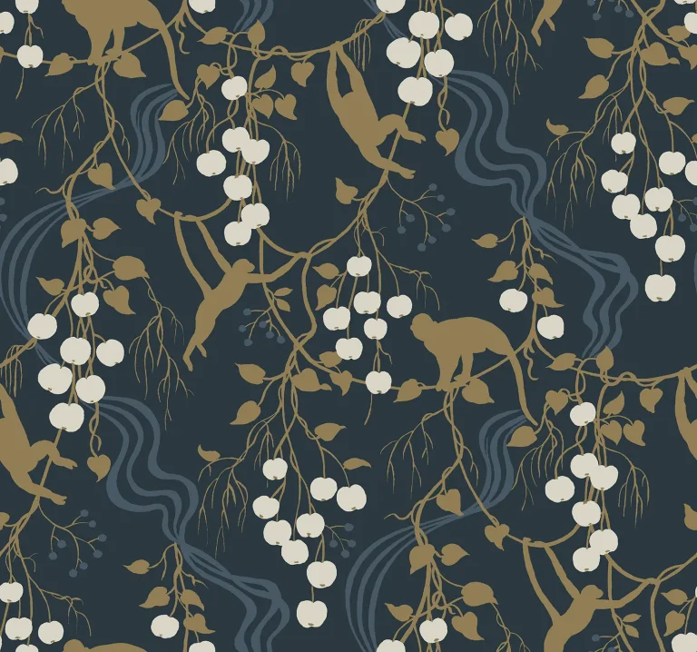 Linden Jungle Canopy Wallpaper - Navy — Ảnh 4