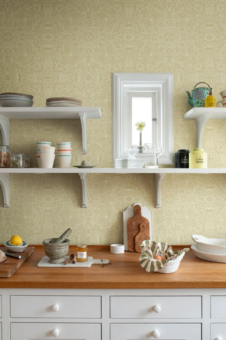 Ceiling Intricate Floral Wallpaper - Yellow — Ảnh 4