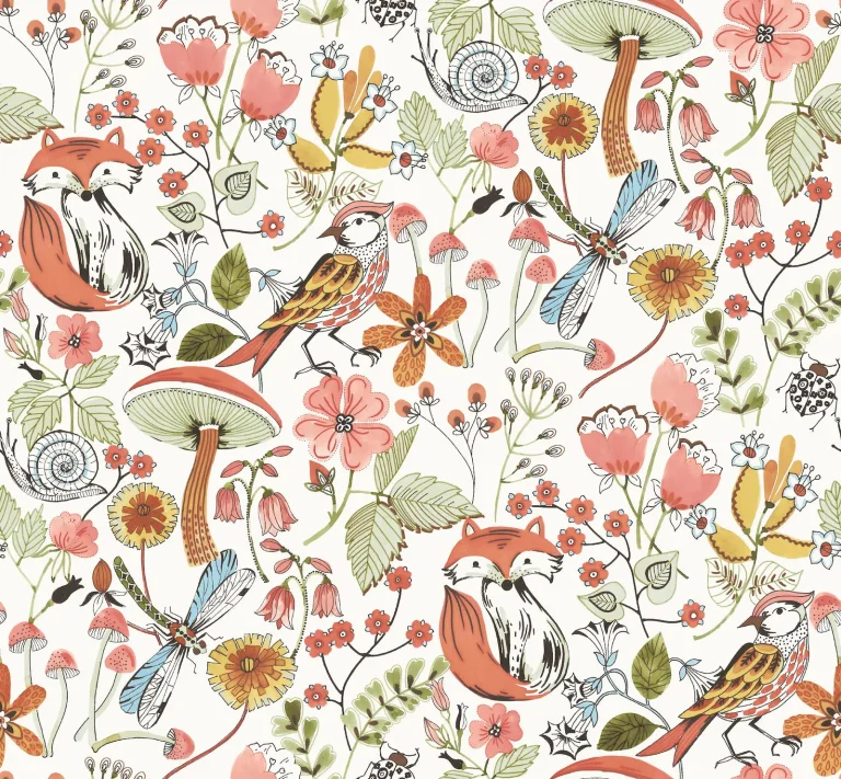 Wonder Woodland Animals Wallpaper - Coral — Ảnh 5