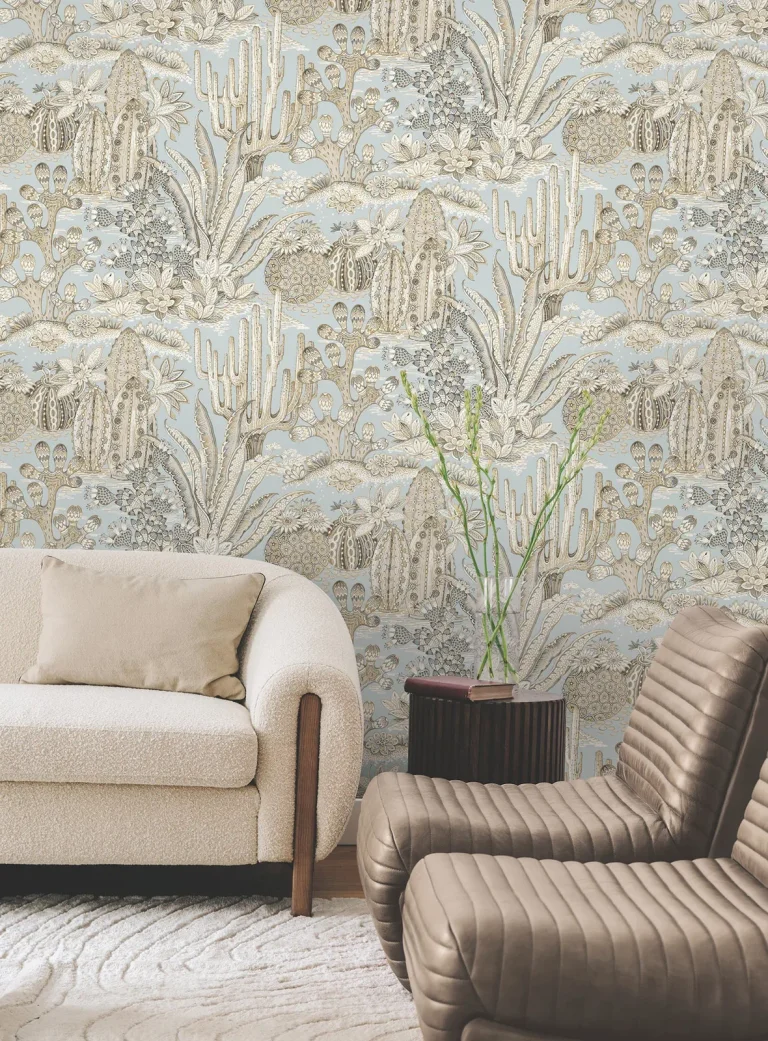 Lotus Land Cacti Wallpaper - Sky Blue — Image 5