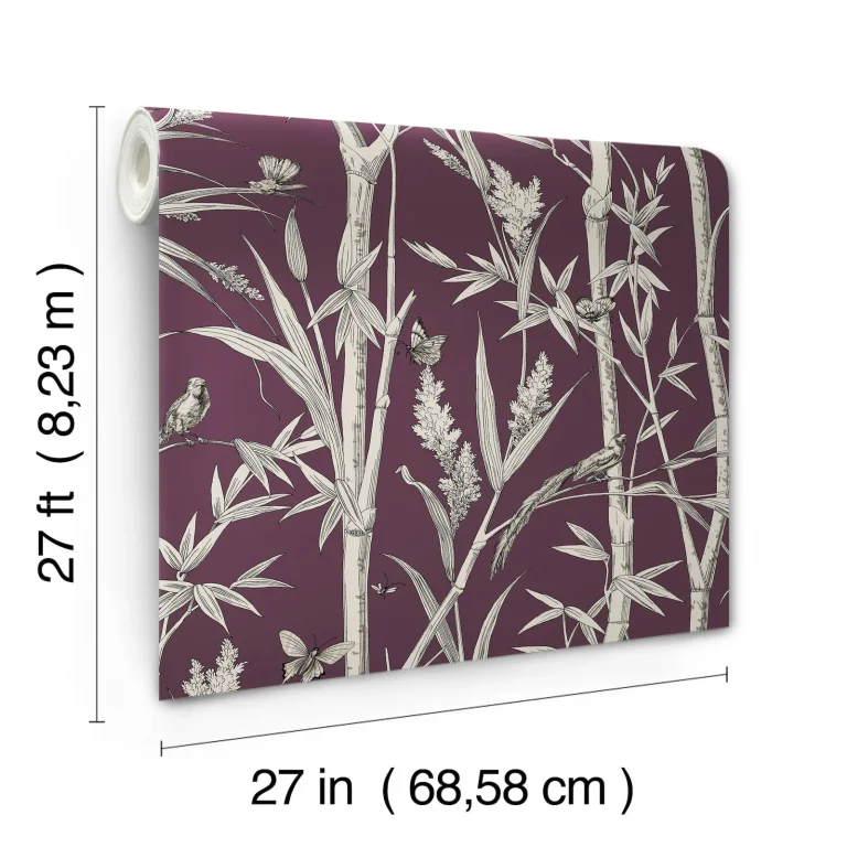 Bambou Toile Wallpaper - Burgundy — Ảnh 7