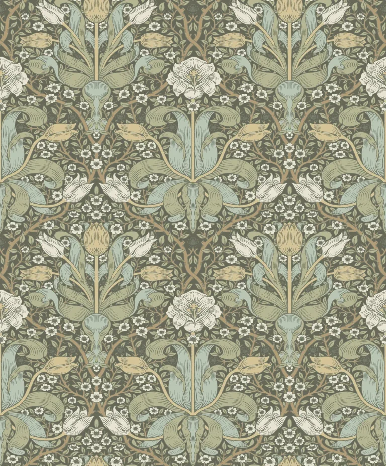 Spring Thicket Tulip Damask Wallpaper - Green — Ảnh 3