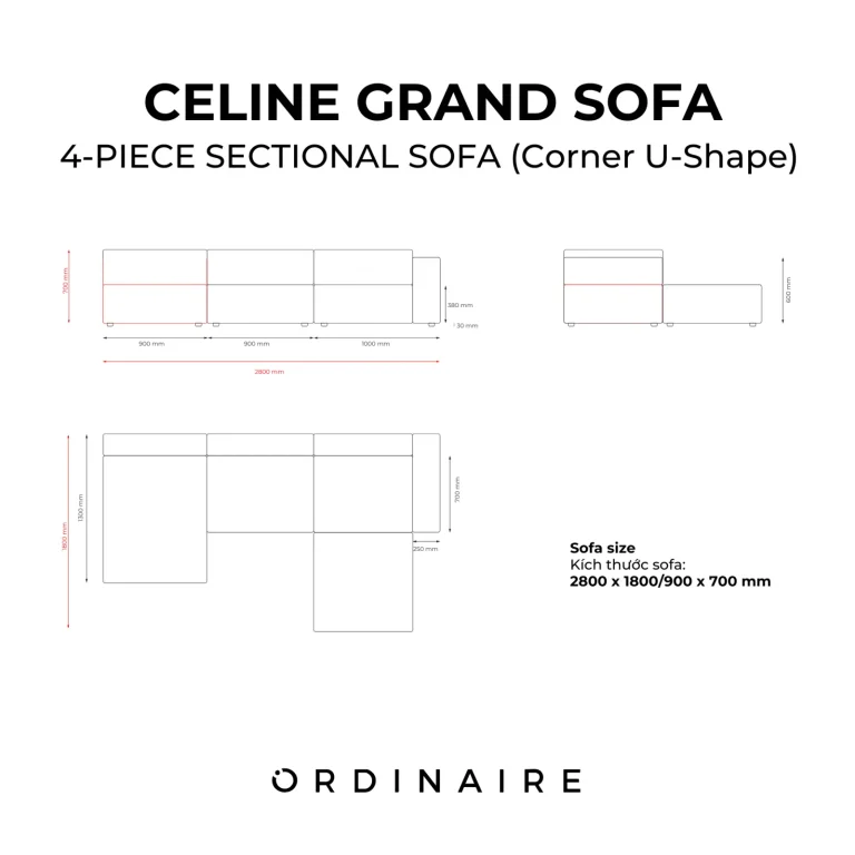 CELINE GRAND SOFA - 4-PIECE SECTIONAL SOFA (Corner U-Shape) — Ảnh 10