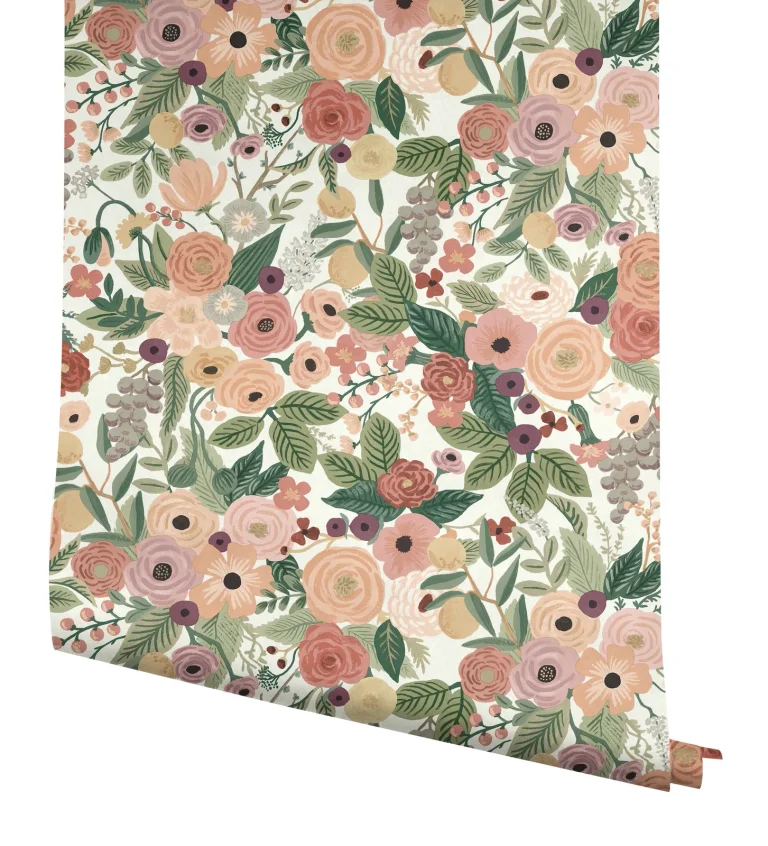 Rifle Paper Co. Garden Party Peel and Stick Wallpaper - Burgundy Multi — Ảnh 7