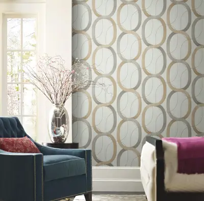Candice Olson Interlock Wallpaper - Dark Taupe