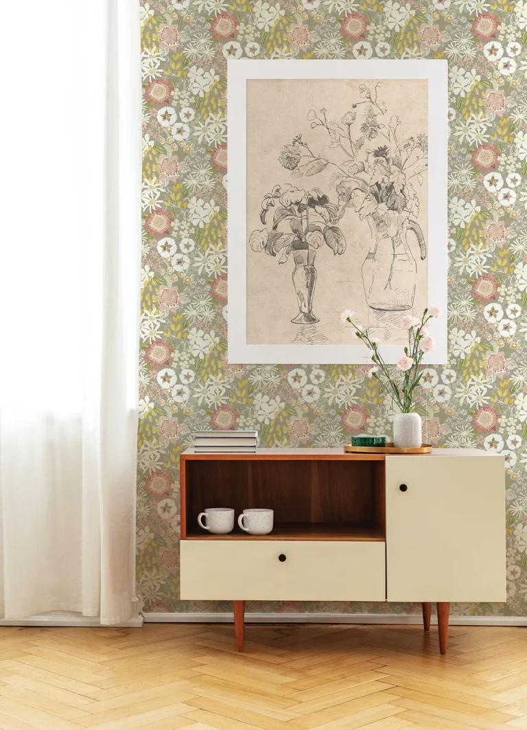 Karina Wildflower Garden Wallpaper - Neutral — Image 2