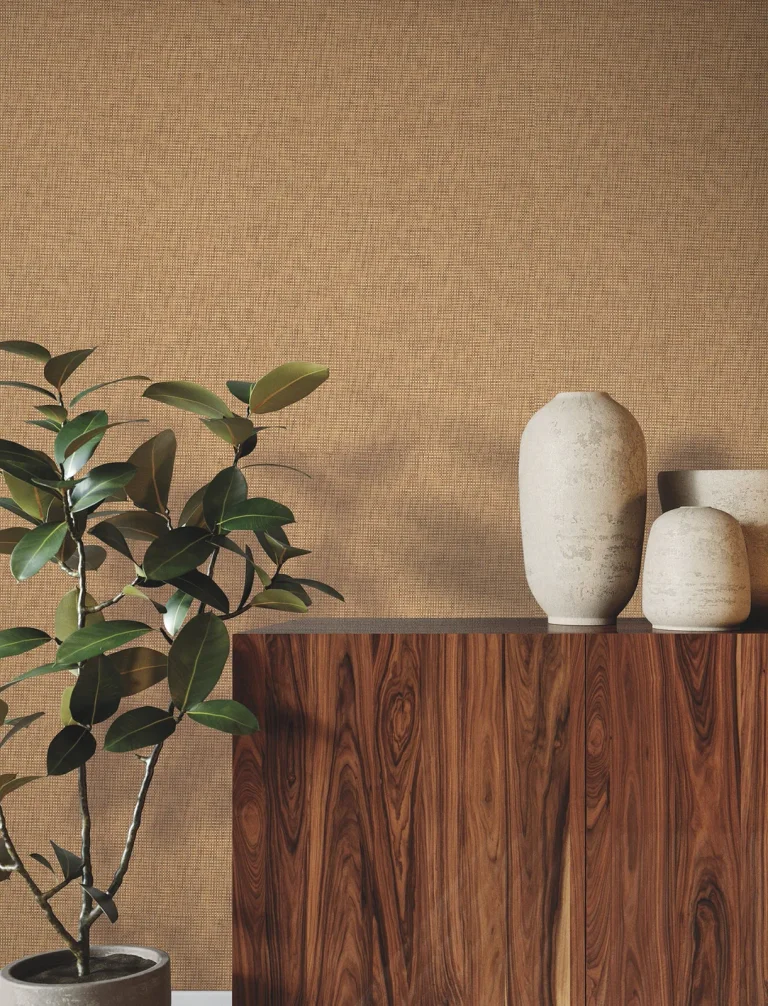 Ronald Redding Check Paperweave Wallpaper - Saddle — Ảnh 2