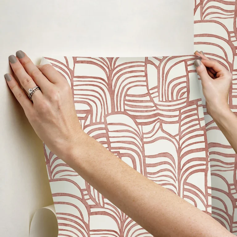 Nikki Chu Featherwork Peel and Stick Wallpaper - Red — Ảnh 6