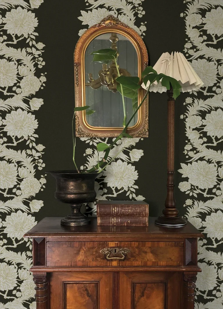 Chris Loves Julia Gisela Floral Columns Wallpaper - Black — Image 3