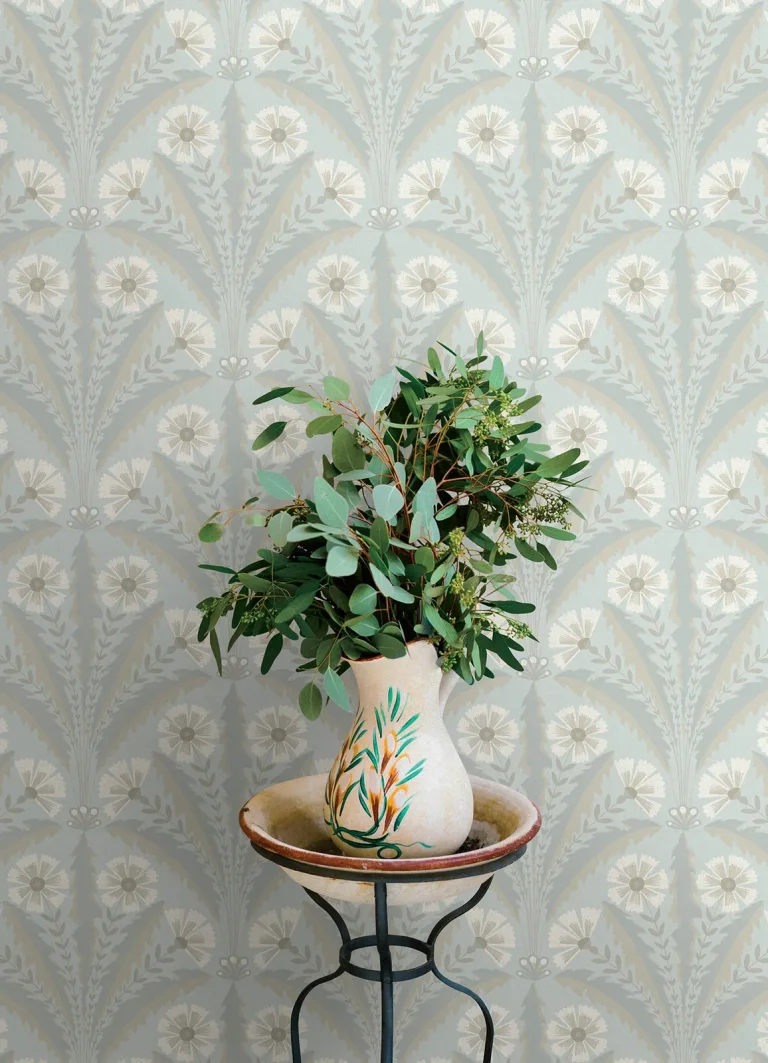 Chesapeake Tap Root Floral Damask Wallpaper - Light Blue — Image 7