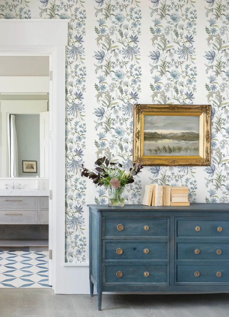 Teonna Floral Stripe Wallpaper - Blue — Ảnh 3
