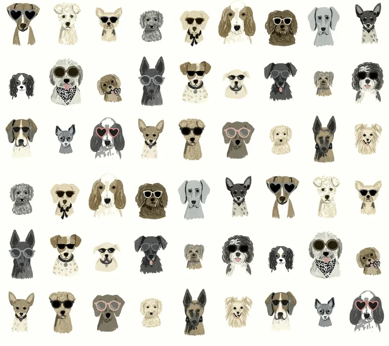Rifle Paper Co. Dog Days Peel and Stick Wallpaper - Grey — Ảnh 5