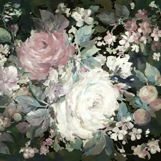 Impressionist Floral Wall Mural - Pink/Soft Black — Image 3