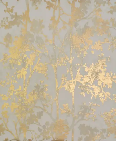 Shimmering Foliage Wallpaper - Almond/Gold