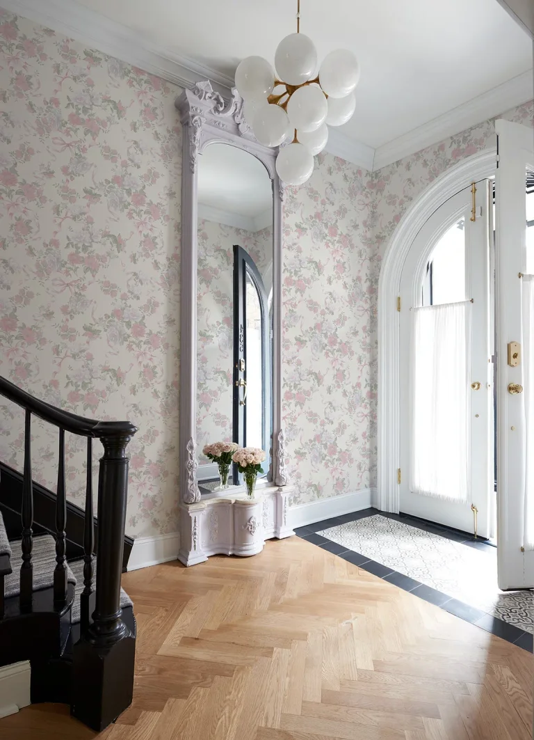 LoveShackFancy Cabbage Rose Bow Ribbons & Roses Wallpaper - Pretty in Pink — Ảnh 2