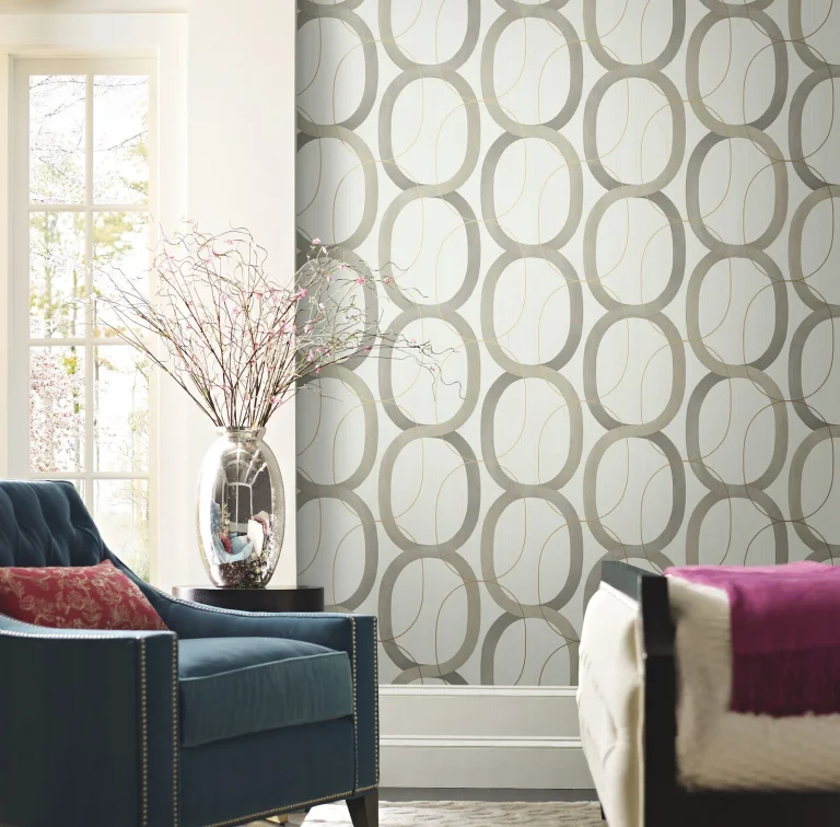 Candice Olson Interlock Peel and Stick Wallpaper - Light Taupe — Ảnh 7