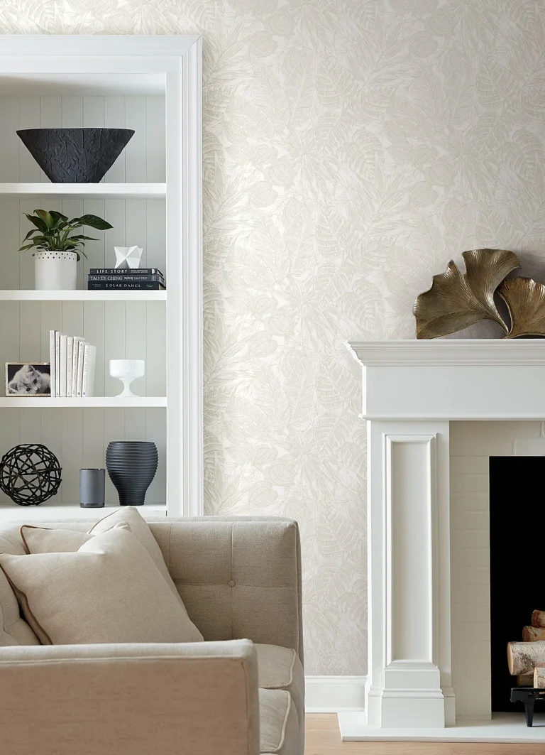 Brentwood Palm Leaves Wallpaper - Bone — Ảnh 2