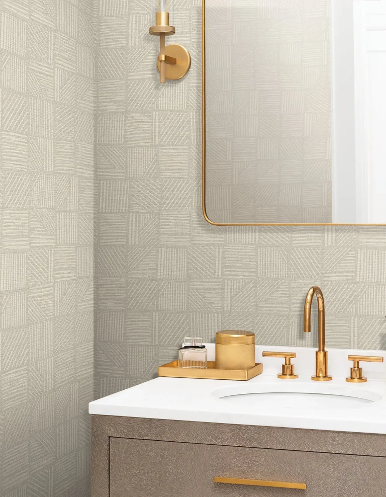 Chiseled Patchwork Faux Fabric Wallpaper - Neutral — Ảnh 4