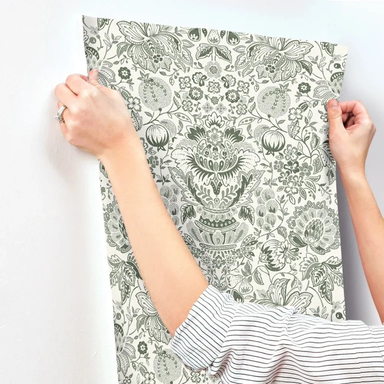 Blanche Floral Damask Wallpaper - Dark Green — Ảnh 7