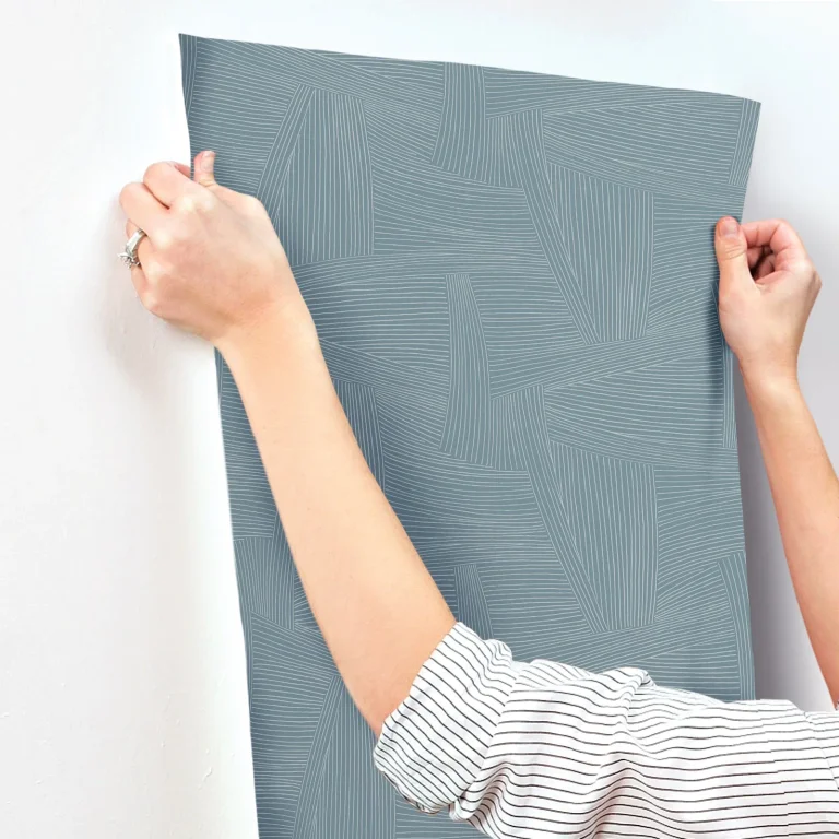 Reid Woven Geometric Wallpaper - Sky Blue — Ảnh 6