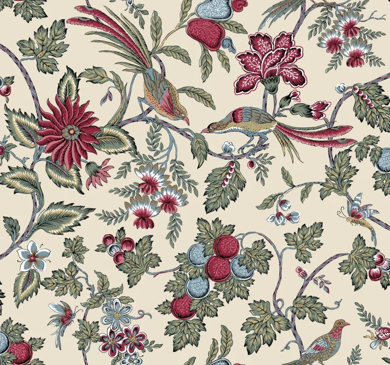 Parterre Jacobean Wallpaper - Raspberry — Ảnh 4